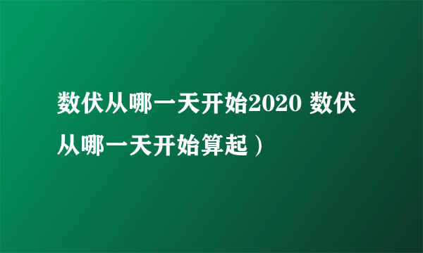 数伏从哪一天开始2020 数伏从哪一天开始算起）