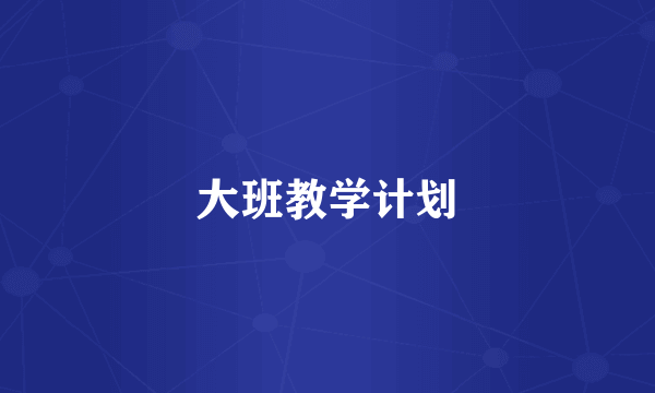 大班教学计划