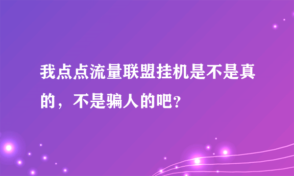 我点点流量联盟挂机是不是真的，不是骗人的吧？