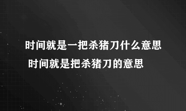 时间就是一把杀猪刀什么意思 时间就是把杀猪刀的意思