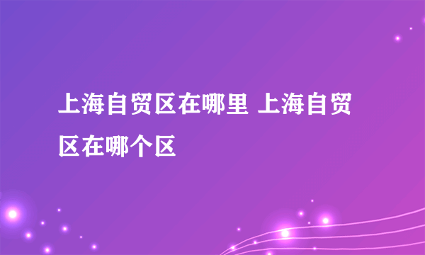 上海自贸区在哪里 上海自贸区在哪个区