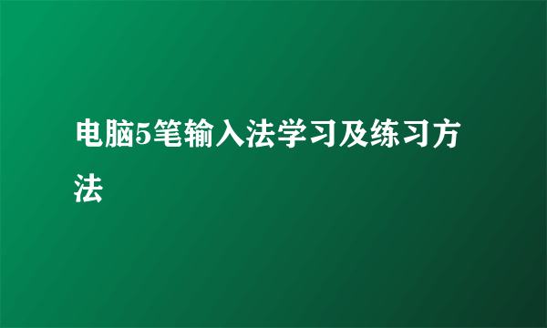 电脑5笔输入法学习及练习方法