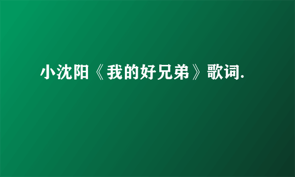 小沈阳《我的好兄弟》歌词.