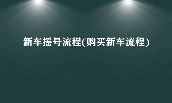 新车摇号流程(购买新车流程)