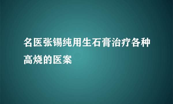 名医张锡纯用生石膏治疗各种高烧的医案