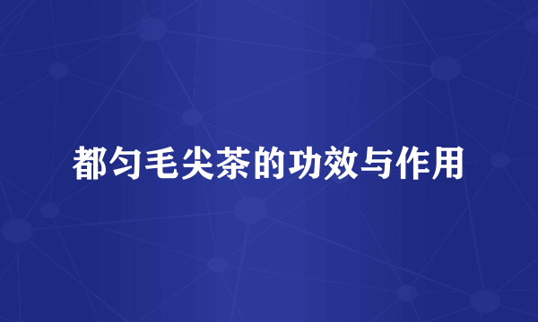 都匀毛尖茶的功效与作用