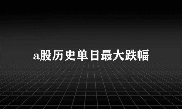 a股历史单日最大跌幅