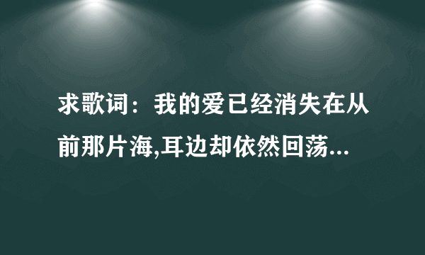 求歌词：我的爱已经消失在从前那片海,耳边却依然回荡着对海的誓言
