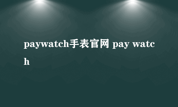 paywatch手表官网 pay watch