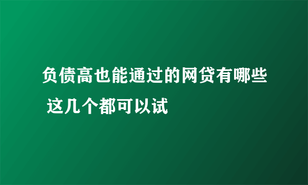 负债高也能通过的网贷有哪些 这几个都可以试