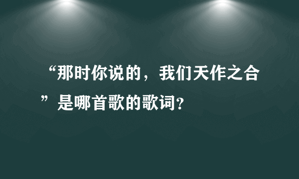 “那时你说的，我们天作之合”是哪首歌的歌词？