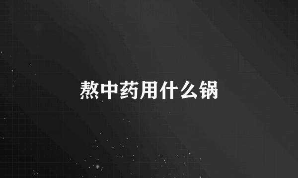 熬中药用什么锅