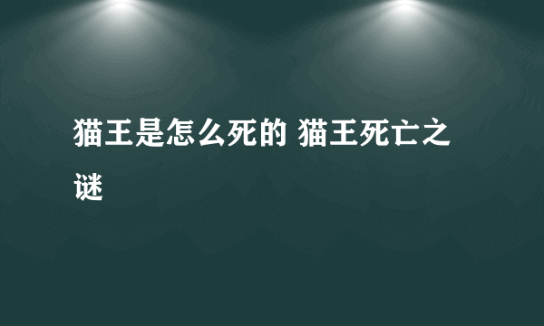 猫王是怎么死的 猫王死亡之谜