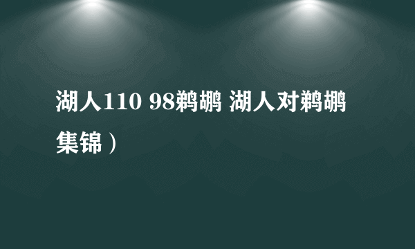 湖人110 98鹈鹕 湖人对鹈鹕集锦）