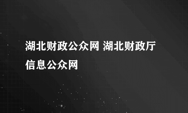 湖北财政公众网 湖北财政厅信息公众网