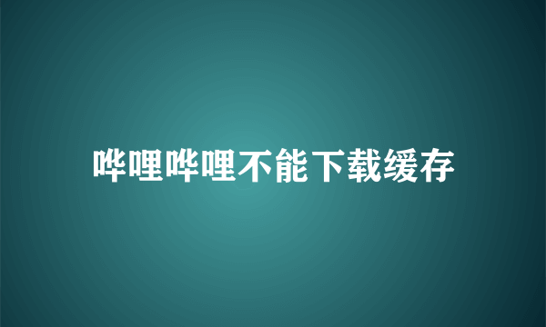哗哩哗哩不能下载缓存