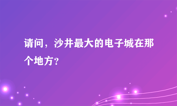 请问，沙井最大的电子城在那个地方？