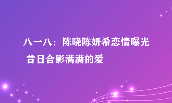 八一八：陈晓陈妍希恋情曝光 昔日合影满满的爱