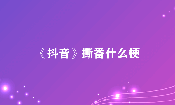 《抖音》撕番什么梗