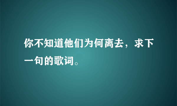 你不知道他们为何离去，求下一句的歌词。
