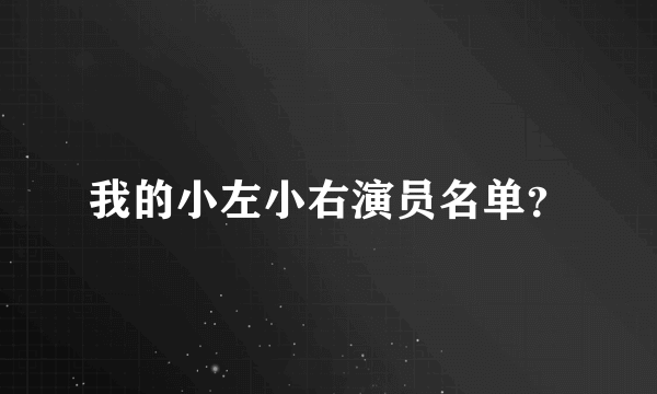 我的小左小右演员名单？
