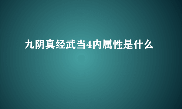 九阴真经武当4内属性是什么