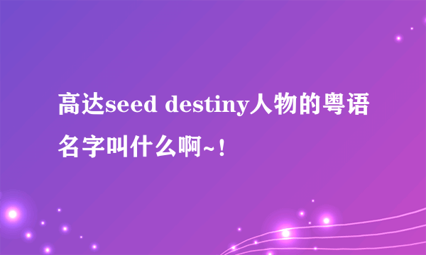 高达seed destiny人物的粤语名字叫什么啊~！