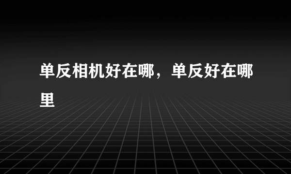 单反相机好在哪，单反好在哪里