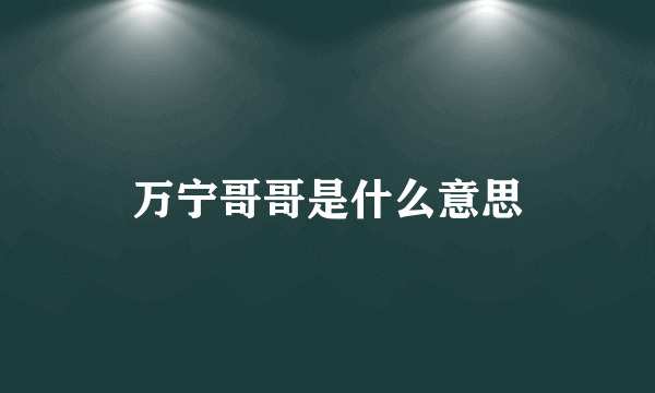 万宁哥哥是什么意思
