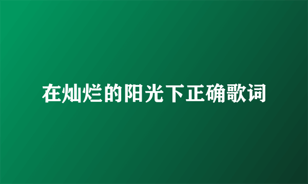 在灿烂的阳光下正确歌词