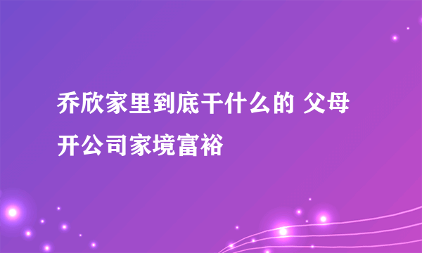 乔欣家里到底干什么的 父母开公司家境富裕