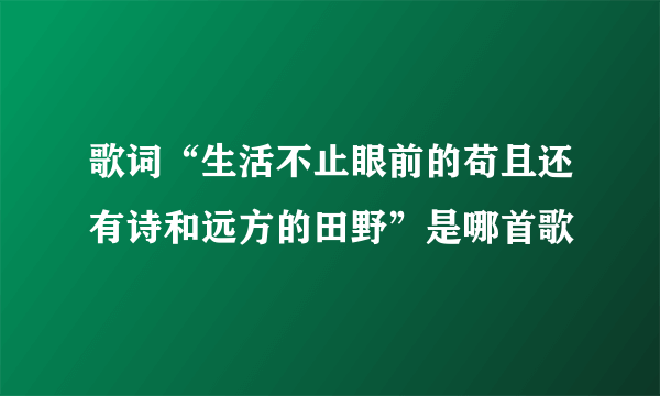 歌词“生活不止眼前的苟且还有诗和远方的田野”是哪首歌