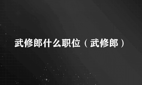 武修郎什么职位(武修郎)