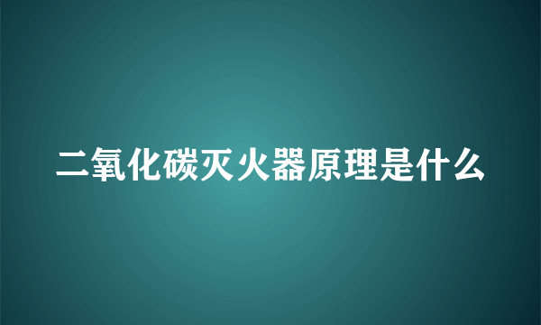 二氧化碳灭火器原理是什么