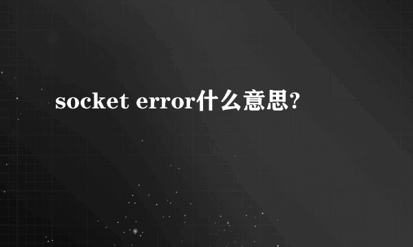 socket error什么意思?