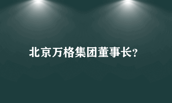 北京万格集团董事长？