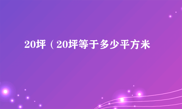 20坪（20坪等于多少平方米