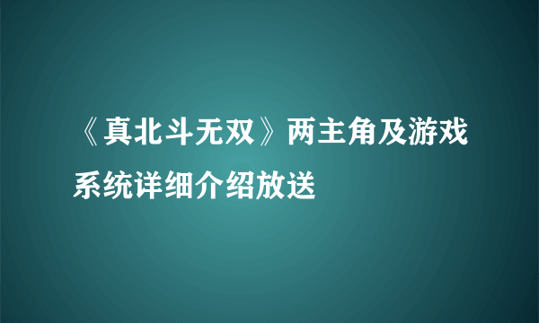 《真北斗无双》两主角及游戏系统详细介绍放送