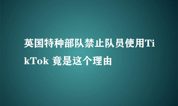 英国特种部队禁止队员使用TikTok 竟是这个理由