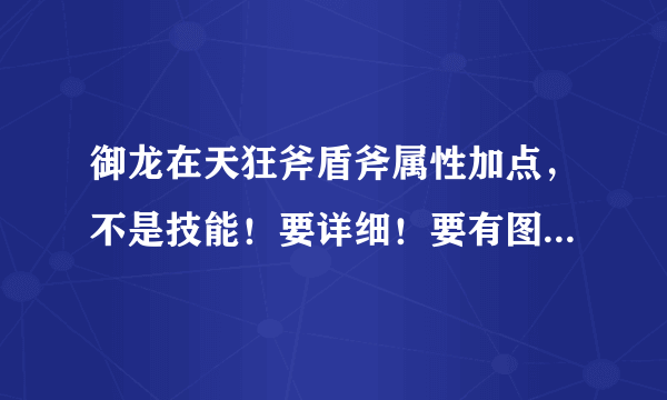 御龙在天狂斧盾斧属性加点，不是技能！要详细！要有图！其他人说什么全敏捷全力量我搞不懂。新手。