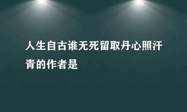 人生自古谁无死留取丹心照汗青的作者是