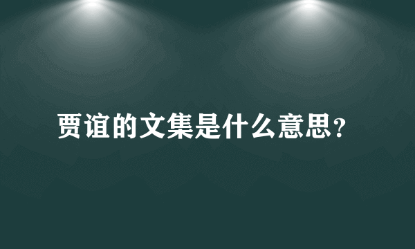 贾谊的文集是什么意思？
