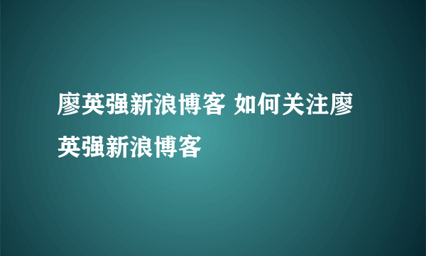 廖英强新浪博客 如何关注廖英强新浪博客