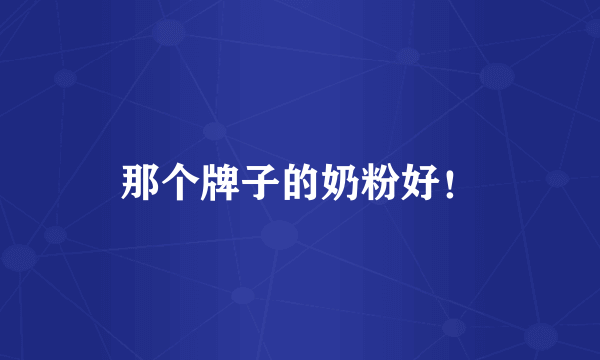 那个牌子的奶粉好！