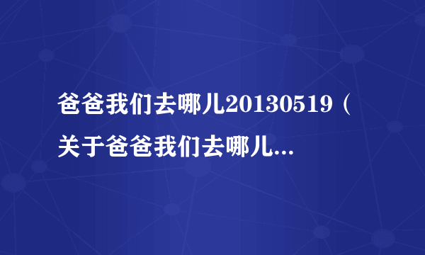 爸爸我们去哪儿20130519（关于爸爸我们去哪儿20130519的介绍）