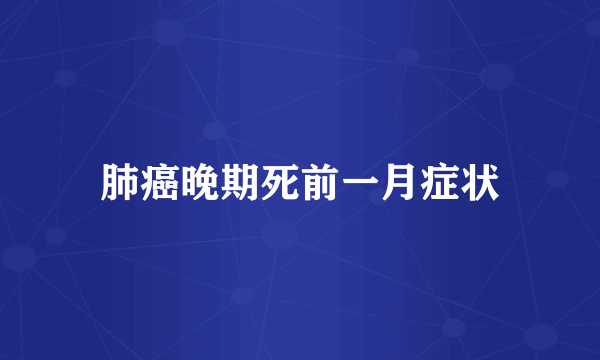 肺癌晚期死前一月症状