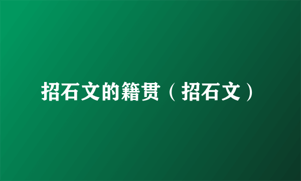 招石文的籍贯（招石文）