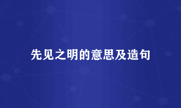 先见之明的意思及造句