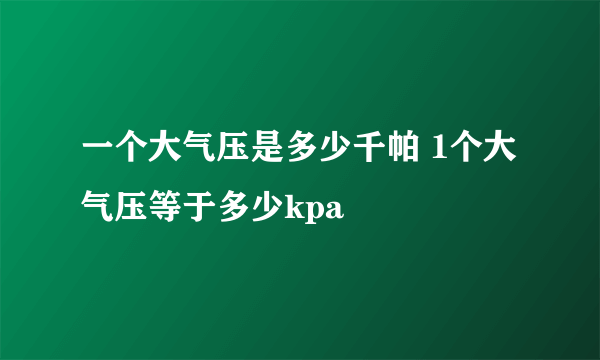 一个大气压是多少千帕 1个大气压等于多少kpa