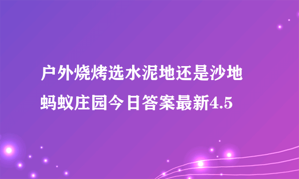 户外烧烤选水泥地还是沙地 蚂蚁庄园今日答案最新4.5